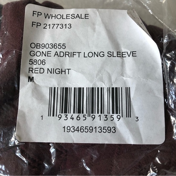 Free People Movement Gone Adrift Seamless Long Sleeve Red Night New Medium - Picture 8 of 8